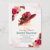 Watercolor Hoed Bloem Derby Shower Uitnodiging (Voorkant)