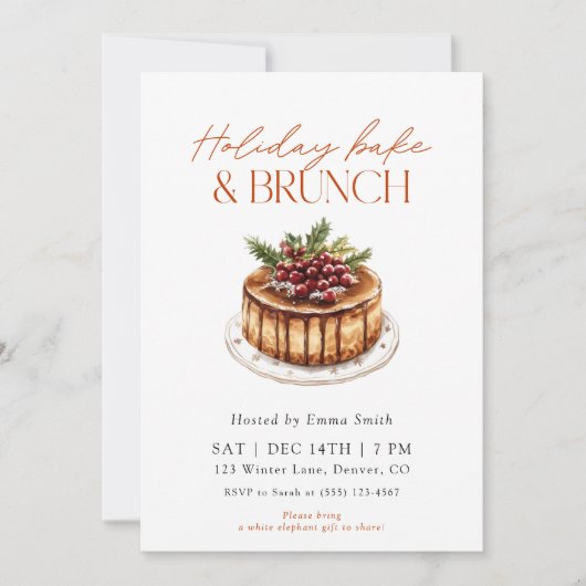 Watercolor Holiday Bake and Brunch Kaart (Voorkant)