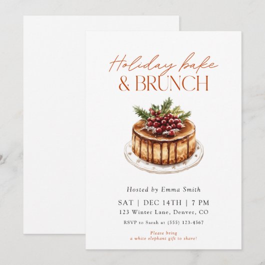 Watercolor Holiday Bake and Brunch Kaart (Voorkant / Achterkant)