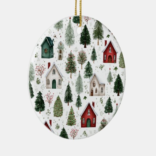 Watercolor Holiday Pattern Christmas Ornament (Rechts)