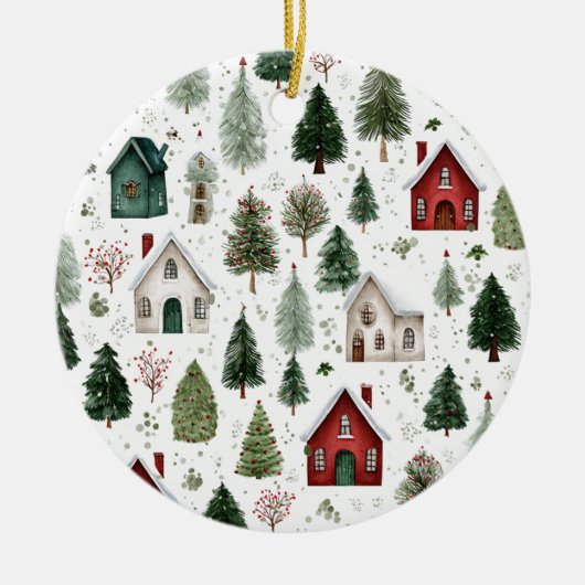 Watercolor Holiday Pattern Christmas Ornament (Voorkant)