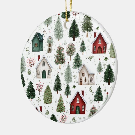 Watercolor Holiday Pattern Christmas Ornament (Links)