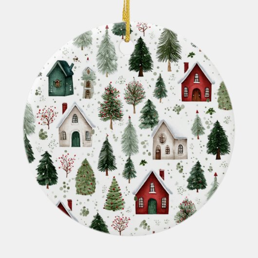 Watercolor Holiday Pattern Christmas Ornament (Achterkant)