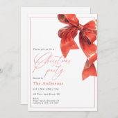 Watercolor Holiday Red Bow Christmas Party Kaart (Voorkant / Achterkant)