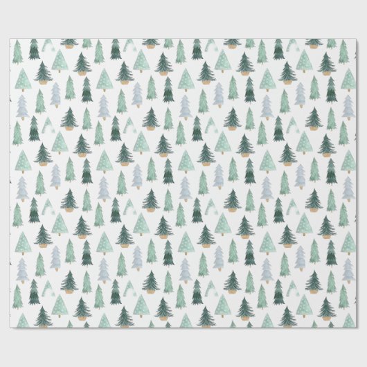 Watercolor Holiday Tree Wrapping Paper  Cadeaupapier (Vlak)