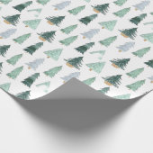 Watercolor Holiday Tree Wrapping Paper  Cadeaupapier (Hoek)