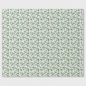 Watercolor Holly and Berries Christmas Cadeaupapier (Vlak)