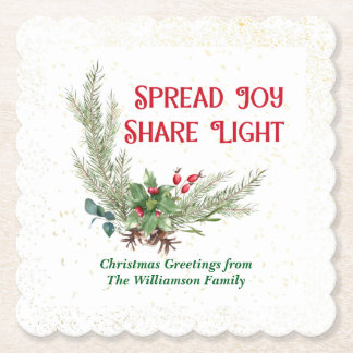 Watercolor Holly Berries Bouquet Christmas Kartonnen Onderzetters