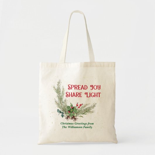Watercolor Holly Berries Bouquet Christmas Tote Bag (Voorkant)