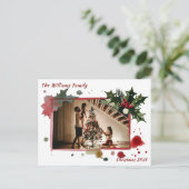 Watercolor Holly Berries Christmas Tree Holiday Briefkaart (Staand voorkant)