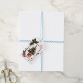 Watercolor Holly Berries Christmas Tree Holiday Cadeaulabel (Met Touw)