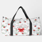 Watercolor Holly Berries  Red Ribbon Custom Name Plunjezak (Voorkant)