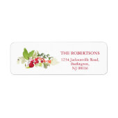 Watercolor Holly Berry Christmas Address Label (Voorkant)
