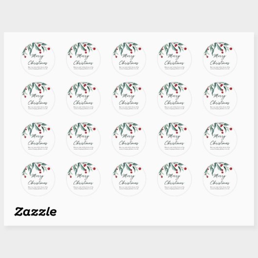 Watercolor Holly Berry Christmas Ronde Sticker (Vel)