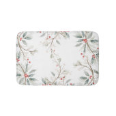 Watercolor Holly Berry Pine Winter  Badmat (Voorkant)