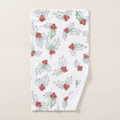 Watercolor Holly Leaves and Red Berries Bad Handdoek (Handdoek)