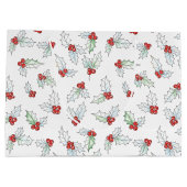 Watercolor Holly Leaves and Red Berries Christmas Groot Cadeauzakje (Achterkant)