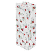 Watercolor Holly Leaves and Red Berries Christmas Wijn Cadeautas (Achterkant Gekanteld)