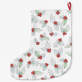 Watercolor Holly Leaves and Red Berries  Grote Kerstsok (Achterkant)