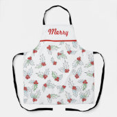 Watercolor Holly Leaves and Red Berries  Schort (Voorkant)