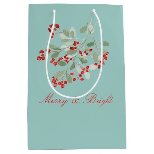 Watercolor Holly  Medium Cadeauzakje (Voorkant)