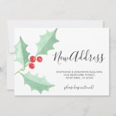 Watercolor Holly New Address Christmas Moving Aankondiging (Voorkant)