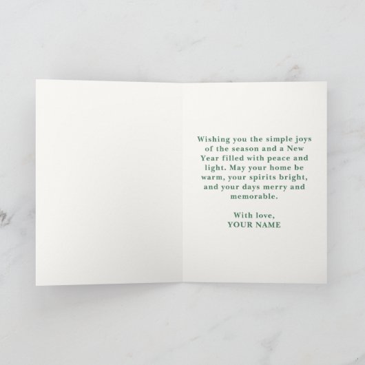 Watercolor Holly Wreath Merry Christmas Holiday Kaart (Binnen)