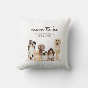 Watercolor Hond baby Feest mama wordt Kussen