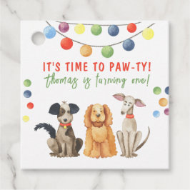 Watercolor Hond Eerste Verjaardag Feestje Bedankjes Labels