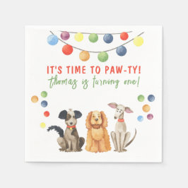 Watercolor Hond Eerste Verjaardag Feestje Servet