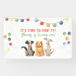 Watercolor Hond Eerste Verjaardag Feestje Spandoek