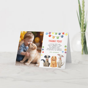 Watercolor Hond Eerste Verjaardagsfeestje Bedankkaart