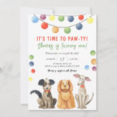Watercolor Hond Kinderen Verjaardagsfeestje Kaart (Voorkant)