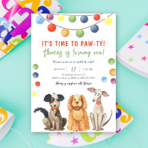 Watercolor Hond Kinderen Verjaardagsfeestje