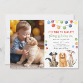 Watercolor Hond Kinderen Verjaardagsfeestje Kaart (Voorkant)