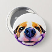 watercolor Hond Ronde Button 7,6 Cm (Voorkant /achterkant)