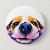 watercolor Hond Ronde Button 7,6 Cm (Voorkant)