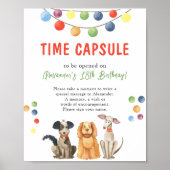 Watercolor HOND Tijdscapsule 1e verjaardag Poster (Voorkant)
