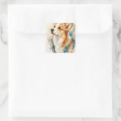 Watercolor Hond Vierkante Sticker (Tas)