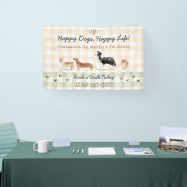 Watercolor Honden Gingham Huisdierverzorging Displ Spandoek