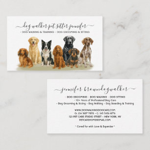 Watercolor Honden Script Monogram Visitekaartje