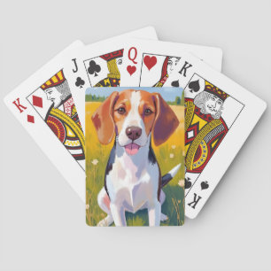 Watercolor hondenportret van een Beagle Pokerkaarten