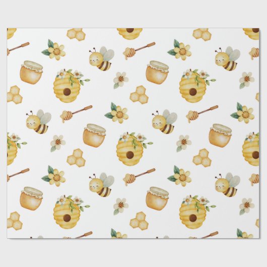 Watercolor Honey Bee Wrapping Paper Cadeaupapier (Vlak)