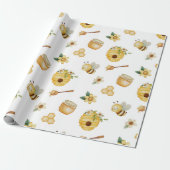 Watercolor Honey Bee Wrapping Paper Cadeaupapier (Uitgerold)