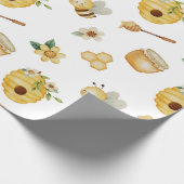 Watercolor Honey Bee Wrapping Paper Cadeaupapier (Hoek)