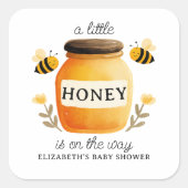 Watercolor Honey & Bees Baby Shower Vierkante Sticker (Voorkant)