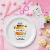 Watercolor Honey & Bees Baby Shower Yellow Papieren Bordje (Feest)