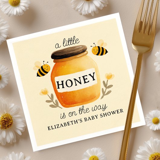Watercolor Honey & Bees Baby Shower Yellow Servet