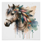 Watercolor Horse Art Poster (Voorkant)
