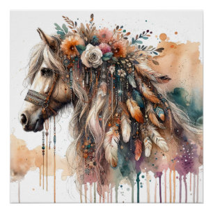 Watercolor Horse Art Poster